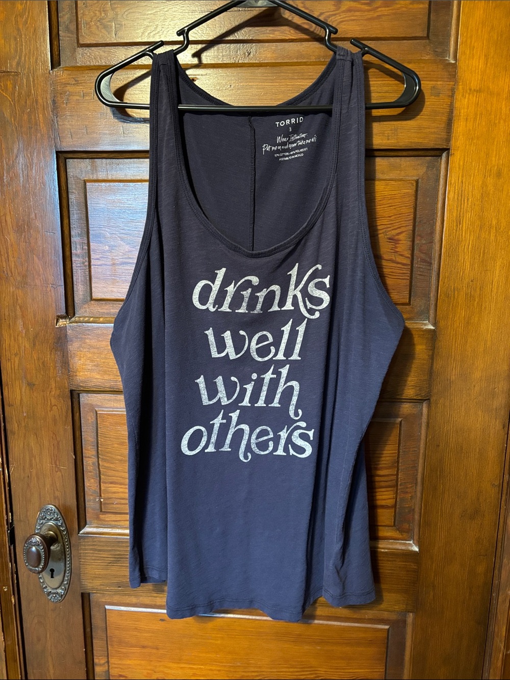 torrid navy blue Tank Top with Silver Text Graphic